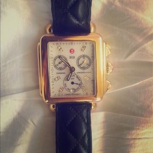 Michele Deco Gold Diamond Dial Watch